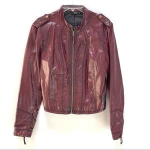Burgundy Vegan Leather Jacket